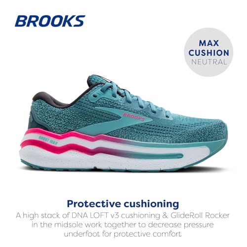 Brooks Women’s Ghost Max 2 Neutral Running & Walking Shoe - Storm Blue/Knockout Pink/Aqua - 7.5 Medium