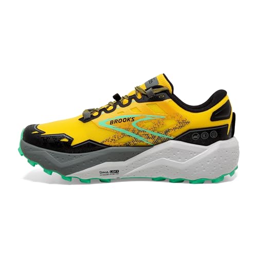 Brooks Men’s Caldera 7 Trail Running Shoe - Lemon Chrome/Black/Springbud - 10 Medium