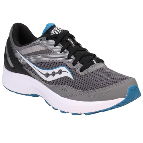 Saucony Men's Cohesion 15 Sneaker, Charcoal/Topaz, 12.5