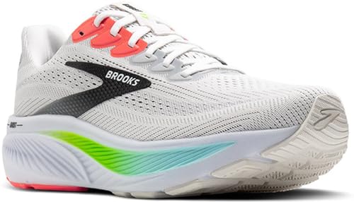 Brooks Men’s Ghost 17 Neutral Running Shoe - White/Pink Clay/Gecko - 11 Medium