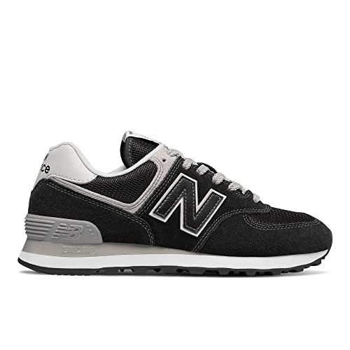 New Balance Women's 574 V2 Evergreen Sneaker, Black/White, 10 Wide