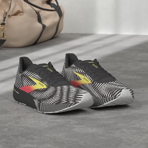 Brooks Men's Hyperion Tempo Road Running Shoe - Black/Pink/Yellow - 9 Medium