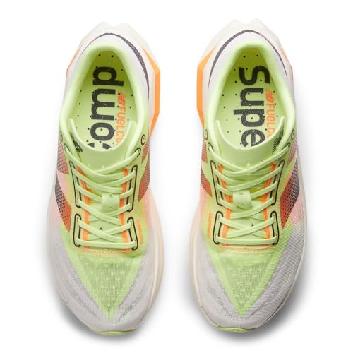 New Balance Women's FuelCell SuperComp Elite V4 Running Shoe, White/Bleached Lime Glo/Hot Mango, 5 M