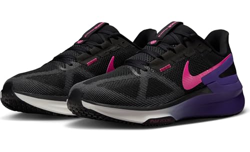 Nike Men's Structure 25 Road Running Shoes, Black Laser Fuchsia Anthracite, 10 US
