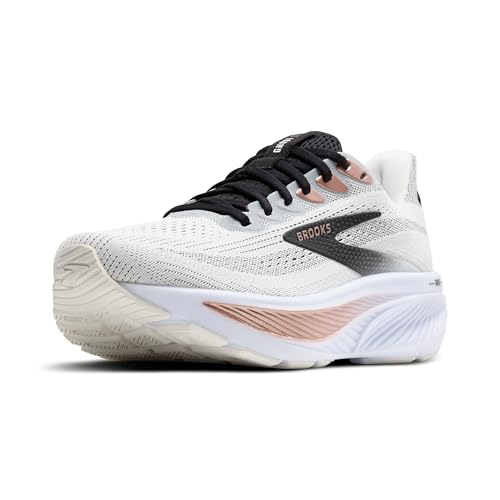 Brooks Women’s Ghost 17 Neutral Running Shoe - White/Black/Rose Gold - 9.5 Wide