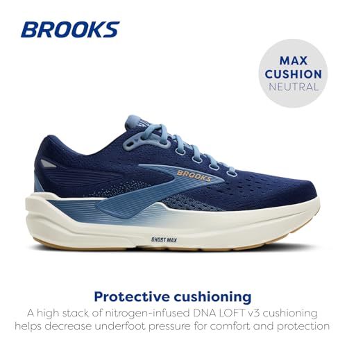 Brooks Men’s Ghost Max 3 Neutral Running & Walking Shoe - Blue/Starfish/Moonlight - 12 Medium