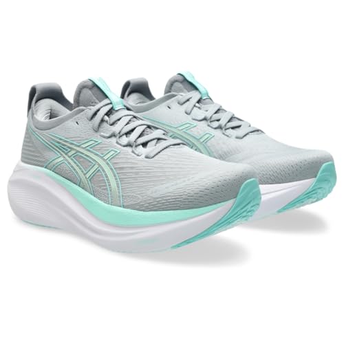 ASICS Women's Gel-Nimbus 27 Running Shoe, 9.5, Piedmont Grey/Illuminate Mint