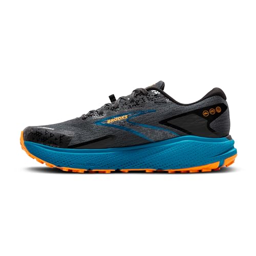 Brooks Men’s Divide 5 Trail Running Shoe - Ebony/Blue Sapphire/Orange - 10 Medium