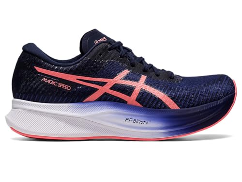 ASICS Women's Magic Speed 2 Running Shoes, 6.5, Indigo Blue/Papaya