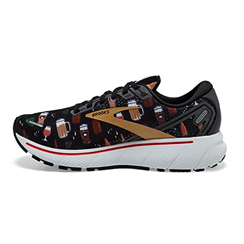 Brooks Women's Ghost 14 Neutral Running Shoe - Black/White/Fiery Red - 12 Medium