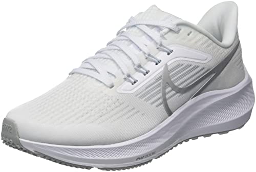 NIKE Women's Air Zoom Pegasus 39 Sneaker, White Metallic Silver Pure Platinum, 8