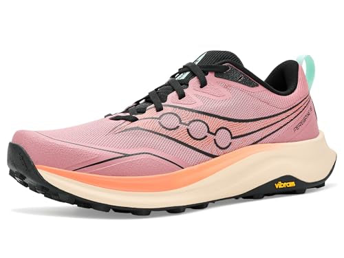 Saucony Women's Peregrine 16 Sneaker, Mauve/Salmon, 9