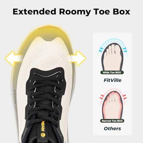 FitVille Wide Walking Shoes for Men Lightweight Trail Running Shoes Breathable Cushioned Athletic Sneakers with Arch Support Anti-Slip