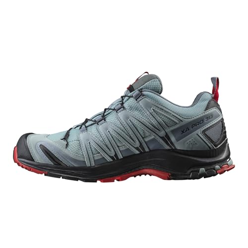Salomon Men’s XA PRO 3D Gore-Tex Waterproof Trail Running Shoes - Lead/Black/Barbados Cherry - 12
