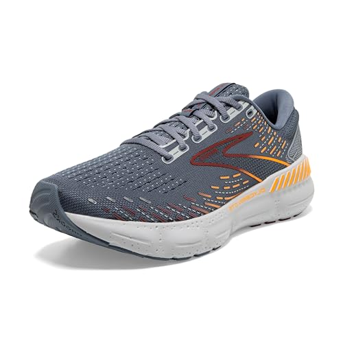 Brooks Men's Glycerin GTS 20 Supportive Running Shoe - Grey/Chili Oil/Orange - 9.5 Medium