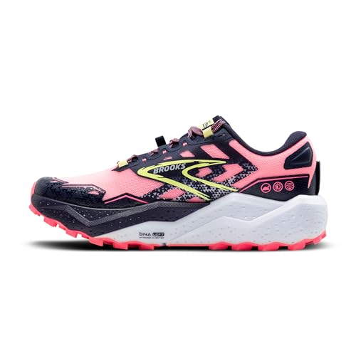 Brooks Women’s Caldera 7 Trail Running Shoe - Pink/Peacoat/Sunny Lime - 8 Medium