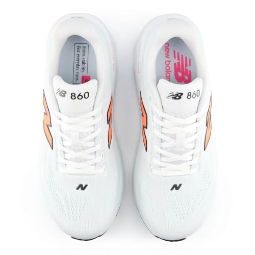 New Balance Men's Fresh Foam X 860 V15 Running Shoe, Nb 103 White/Tangerine Heat, 10