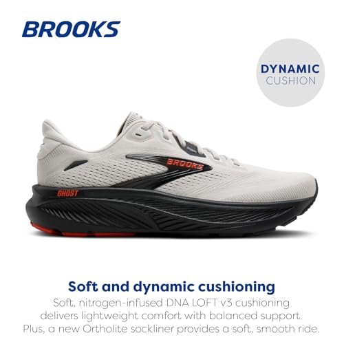 Brooks Men’s Ghost 18 Neutral Running & Walking Shoe - Coconut/Pearl/Tigerlily - 10.5 Wide