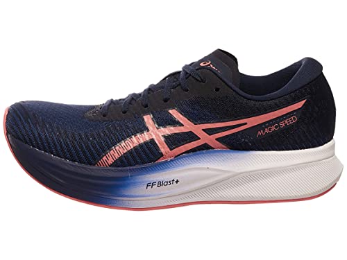 ASICS Women's Magic Speed 2 Running Shoes, 6.5, Indigo Blue/Papaya