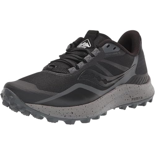 Saucony Women's Peregrine 12 Running Shoe, Black/Charcoal, 7.5 US
