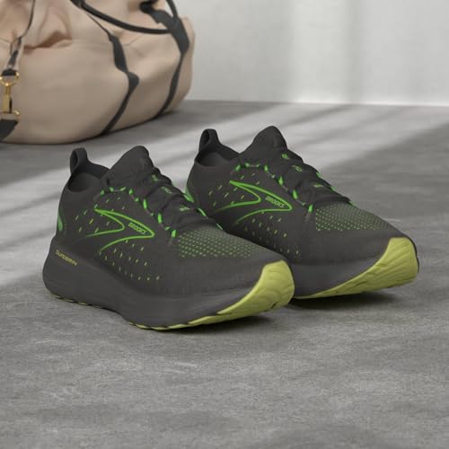 Brooks Men’s Glycerin StealthFit 20 Neutral Running Shoe - Black/Pearl/Green Gecko - 7.5 Medium