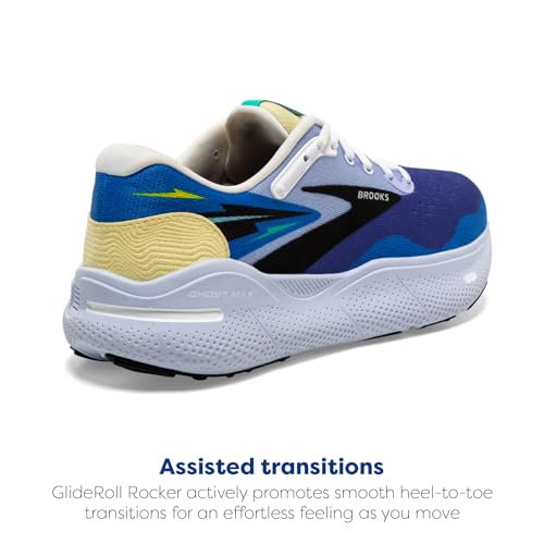 Brooks Men’s Ghost Max Cushion Neutral Running & Walking Shoe - Blue/Yellow/Black - 11 Medium