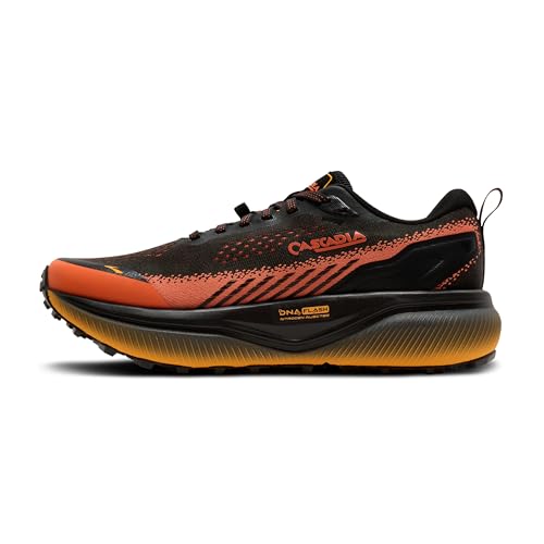 Brooks Men’s Cascadia 20 Trail Running Shoe - Black/Tigerlily/Orange - 13 Medium