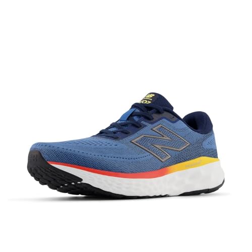 New Balance Men's Fresh Foam X EVOZ V4 Running Shoe, Sea Stone/Nb Navy/Clementine, 8 M