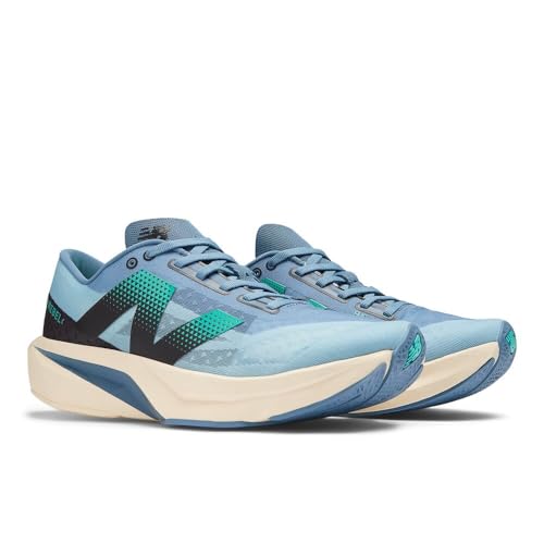 New Balance Men's FuelCell Rebel V4 Running Shoe, Heron Blue/Chrome Blue/Black, 14 W