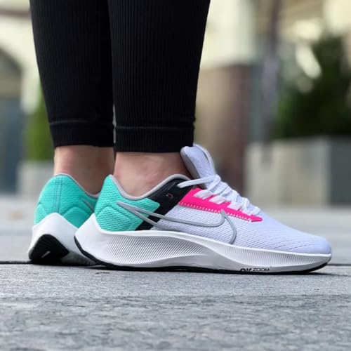 Nike Air Zoom Pegasus 38 Mens Running Trainers CW7356 Sneakers Shoes, White Wolf Grey Hyper Pink 102, 10.5