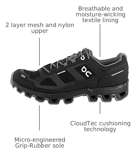 On-Running Mens Cloudventure Waterproof Black/Graphit Trail Runner - 9