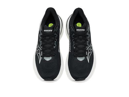 Saucony Men's Ride 19 Sneaker, Black/Silver, 9.5