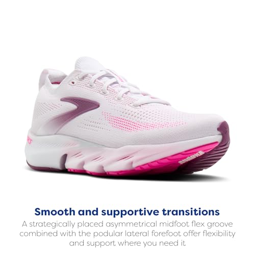 Brooks Women’s Glycerin Flex Neutral Running & Walking Shoe - White/Cyber Pink/Argyle - 7.5 Medium