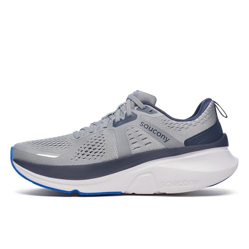 Saucony Men's Guide 18 Sneaker, Flint/Navy, 12.5 Wide