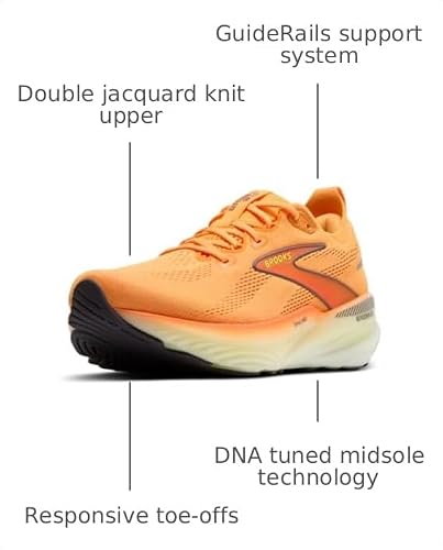 Brooks Men’s Glycerin GTS 22 Supportive Running Shoe - Orange/Nightlife/White - 7.5 Medium