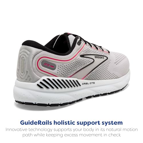 Brooks Women’s Ariel GTS 23 Supportive Running Shoe - Grey/Black/Pink - 6.5 Wide