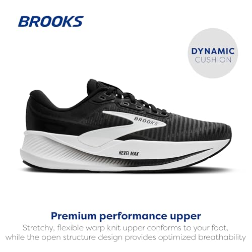 Brooks Women’s Revel Max Neutral Running & Walking Shoe - Black/Grey/White - 8 Medium