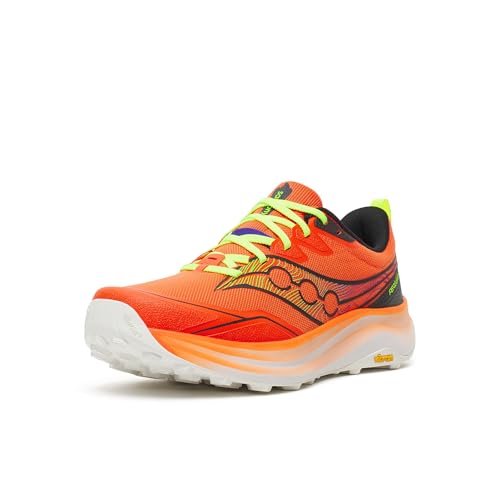 Saucony Men's Peregrine 16 Sneaker, Fire/Black, 10