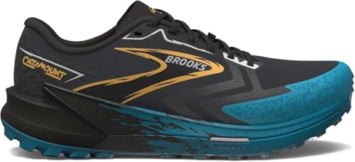 Brooks Men's Catamount 3 Trail Running Shoe - Ebony/Mosaic Blue/Orange - 14 Medium