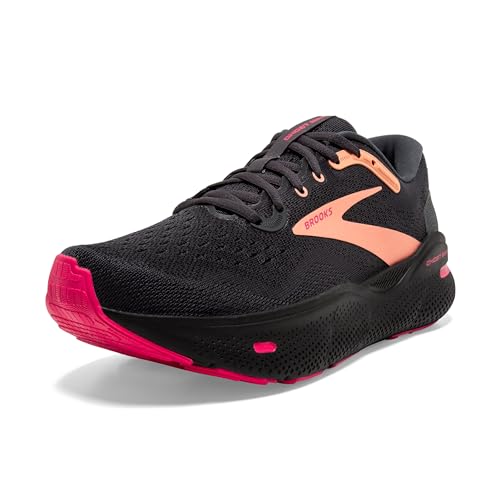 Brooks Women’s Ghost Max Cushion Neutral Running & Walking Shoe - Black/Papaya/Raspberry - 6.5 Medium