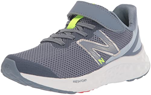 New Balance Kid's Fresh Foam Arishi V4 Hook & Loop Running Shoe, Arctic Grey/Pixel Green/True Red, 3 Wide US