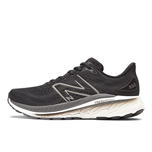 New Balance Men's Fresh Foam 860 V13 Running Shoe, Black/White, 10 Medium