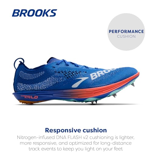 Brooks Unisex Hyperion Elite LD, Long Distance Track Running Shoe, Men & Women - Cobalt/Pink Clay/Orange - 8 Medium