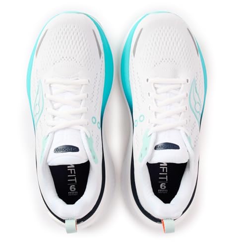 Saucony Women's Hurricane 25 Sneaker, White/Navy, 8