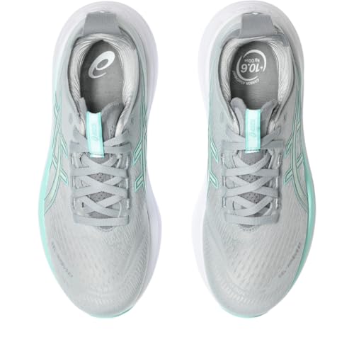 ASICS Women's Gel-Nimbus 27 Running Shoe, 9.5, Piedmont Grey/Illuminate Mint