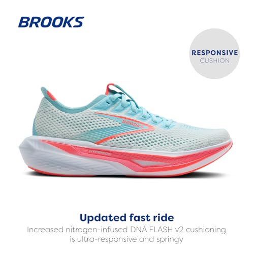 Brooks Women’s Hyperion 3 Neutral Running Shoe - White/Pink Clay/Atomizer - 8.5 Medium