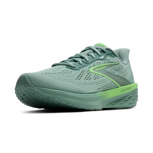 Brooks Men’s Launch 12 Neutral Running Shoe - Gray Mist/Green - 10.5 Medium