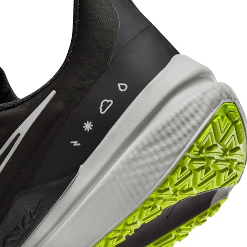 NIKE Men's Air Winflo 9 Shield Low-Top Sneakers, Black White Dk Smoke Grey Volt, 11