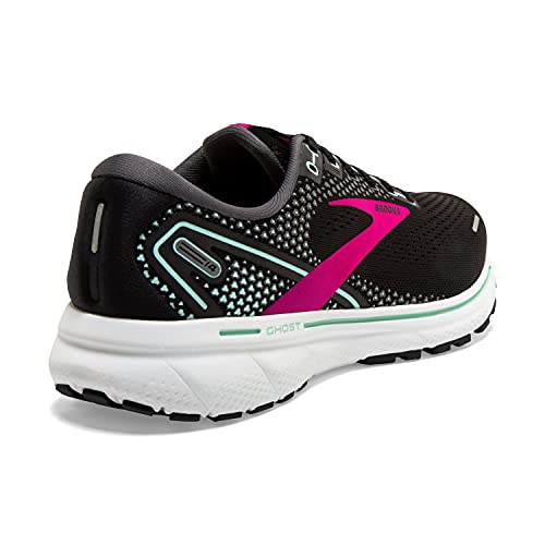 Brooks Women's Ghost 14 Neutral Running Shoe - Black/Pink/Yucca - 5 Medium