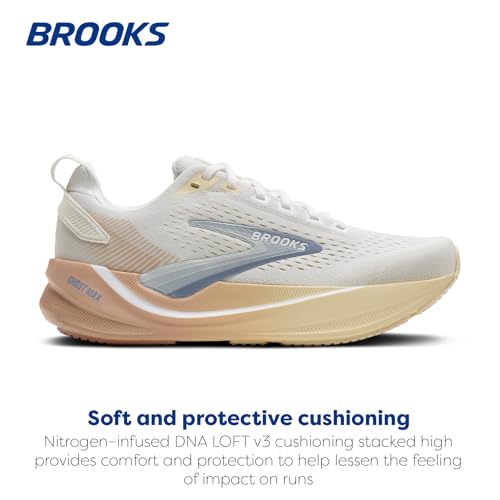 Brooks Women’s Ghost Max 4 Neutral Running & Walking Shoe - White/Rose/Rutabaga - 7.5 Medium